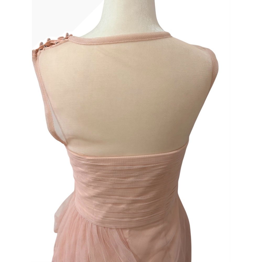 Vintage Vera Wang Pink Size 4 Tulle Ruched Illusion Cocktail Dress Formal - Picture 8 of 11